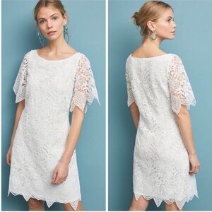 Anthropologie White Lace Mini Dress